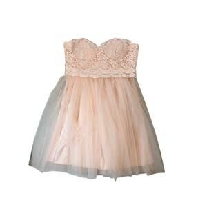 NWT London Dress Co. Peach Lace Spring Formal Dress - Size 10